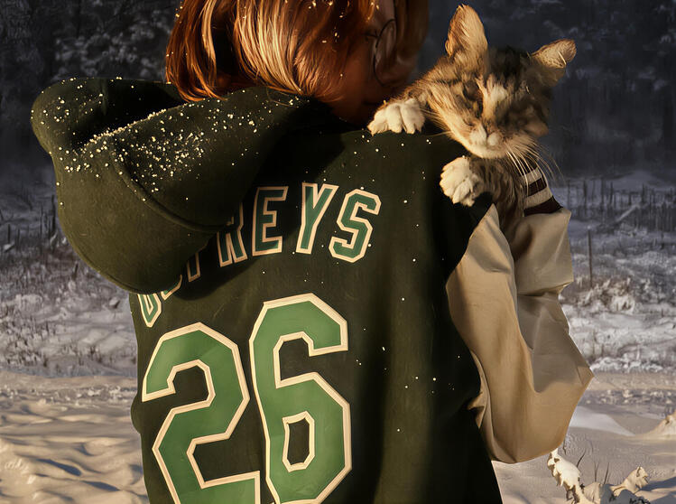 Indiana and Devin with the feather falling letterman